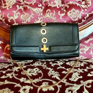 Leather Clutch Bag with Chain